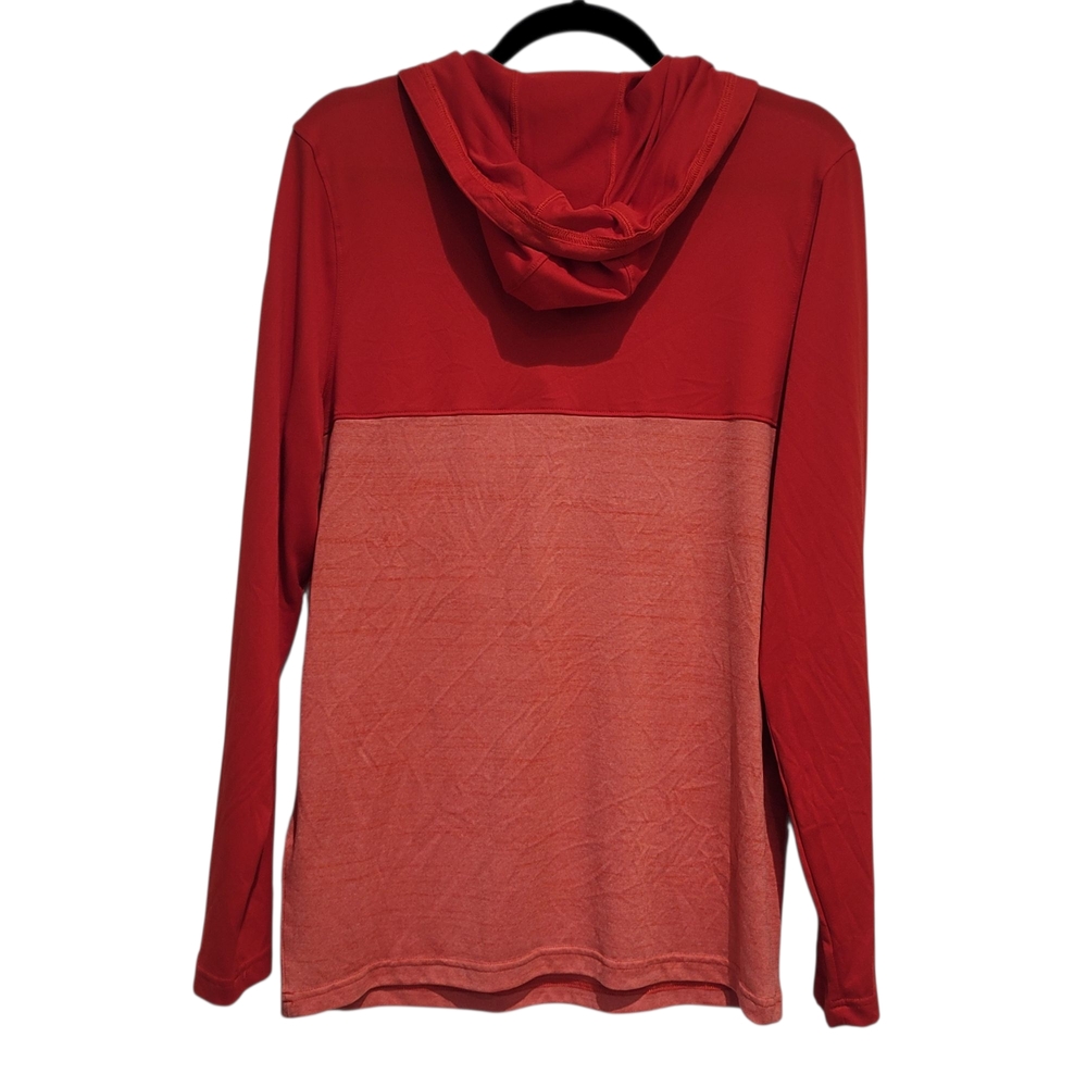 Under Armour Running Shirt Men Medium Red 1/4 Zip Hoodie Heat Gear Pullover - Picture 3 of 4